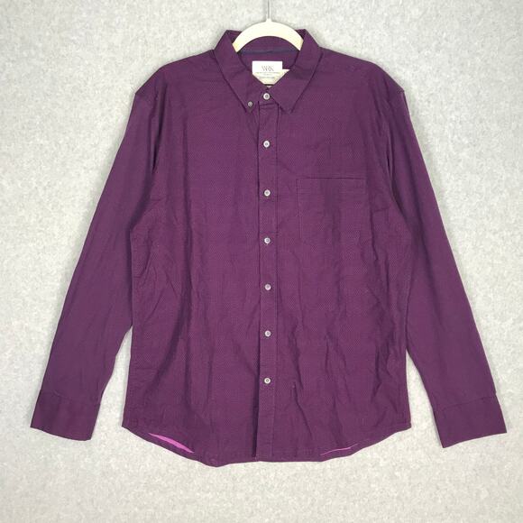 WRK Shirt Men XL Dress Button Slim Geometric Office Reworked Cotton Stretch READ - Picture 1 of 11
